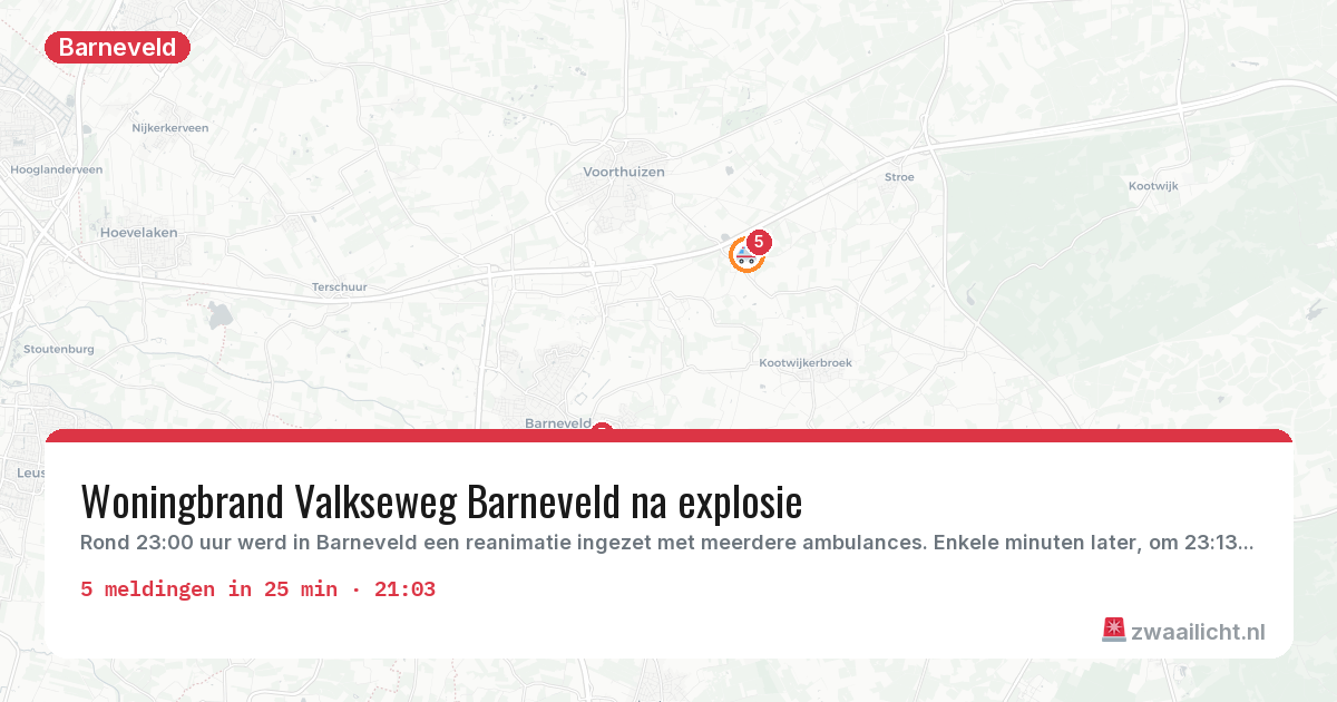 Kaart van de activiteitspiek bij Barneveld
