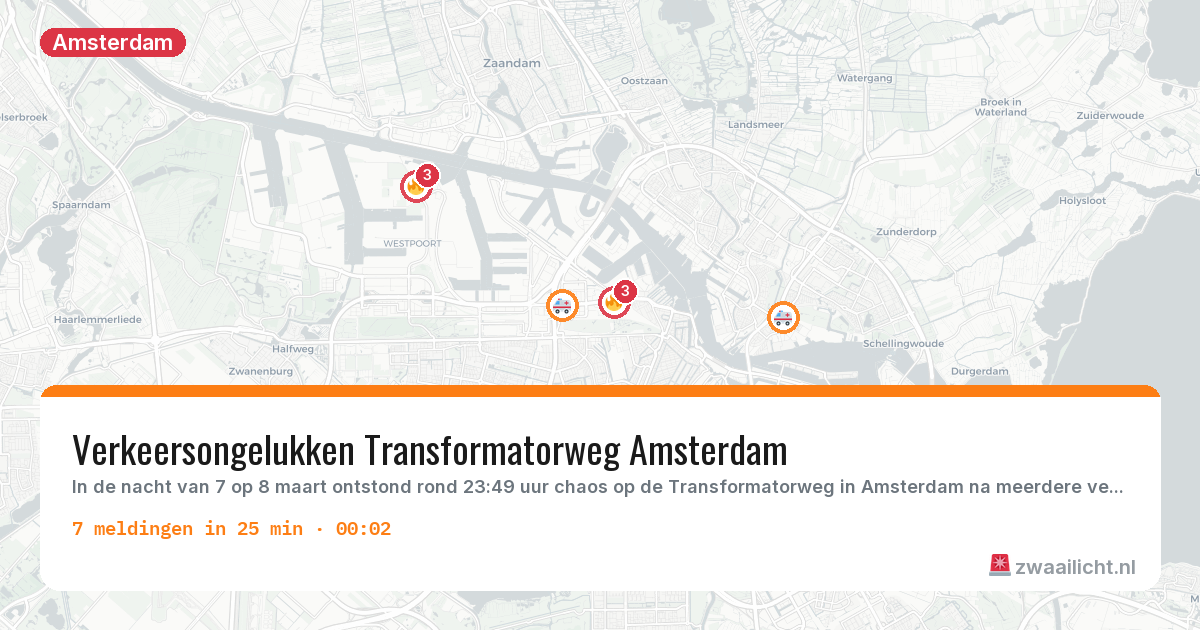 Kaart van de activiteitspiek bij Amsterdam