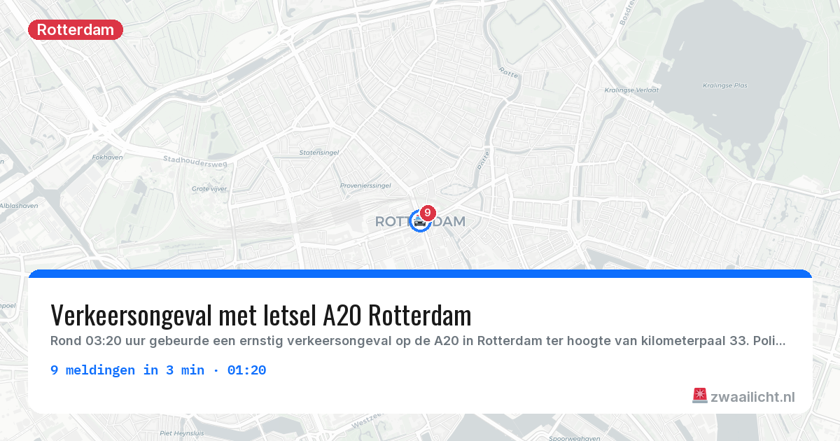 Kaart van de activiteitspiek bij Rotterdam