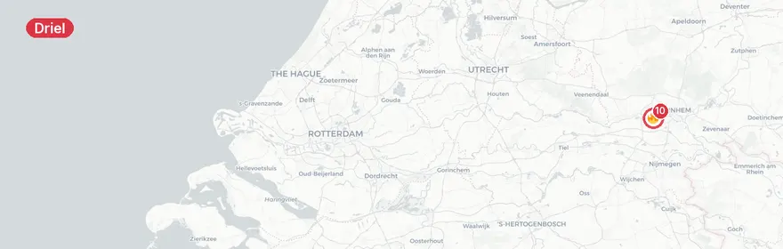 Kaart van Woningbrand De Slikkenburg Driel, dieren gered