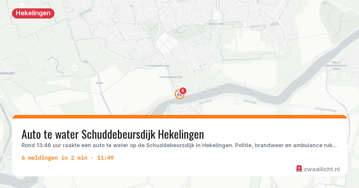 Kaart van de activiteitspiek bij Hekelingen
