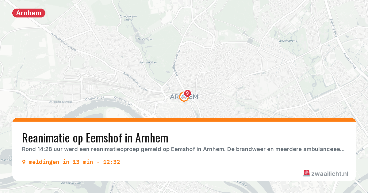 Kaart van de activiteitspiek bij Arnhem