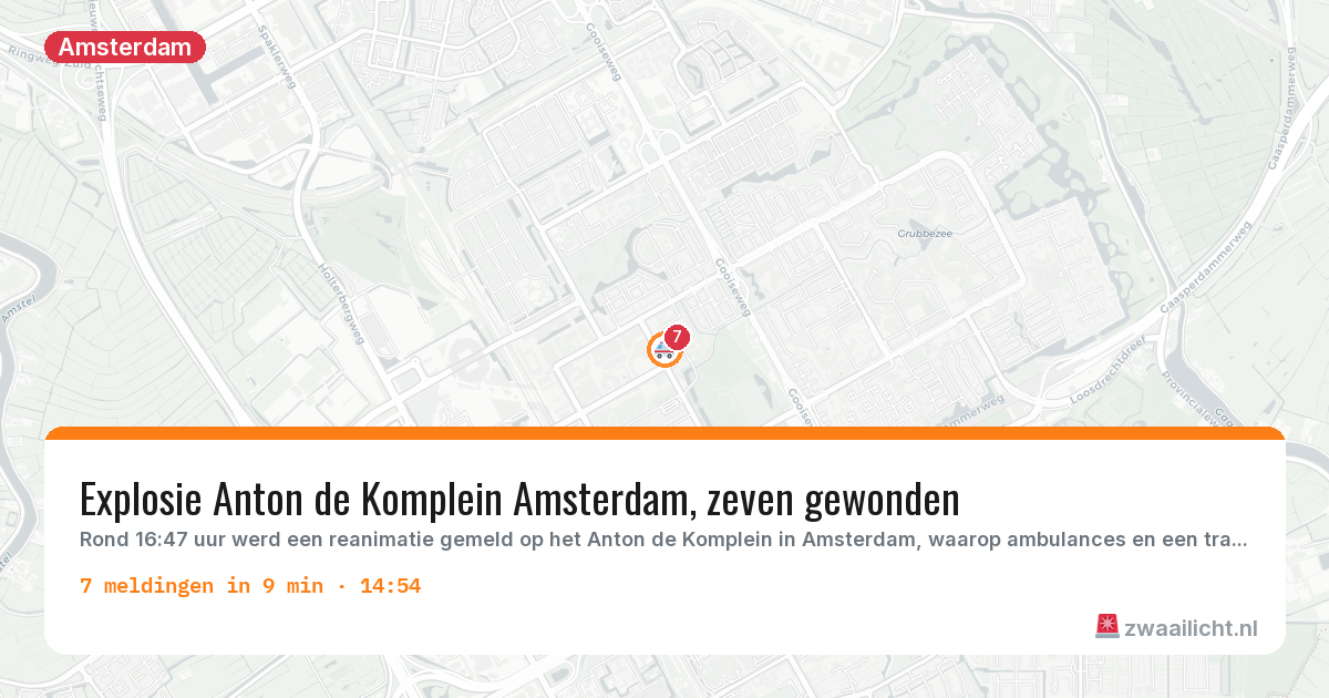 Kaart van de activiteitspiek bij Amsterdam