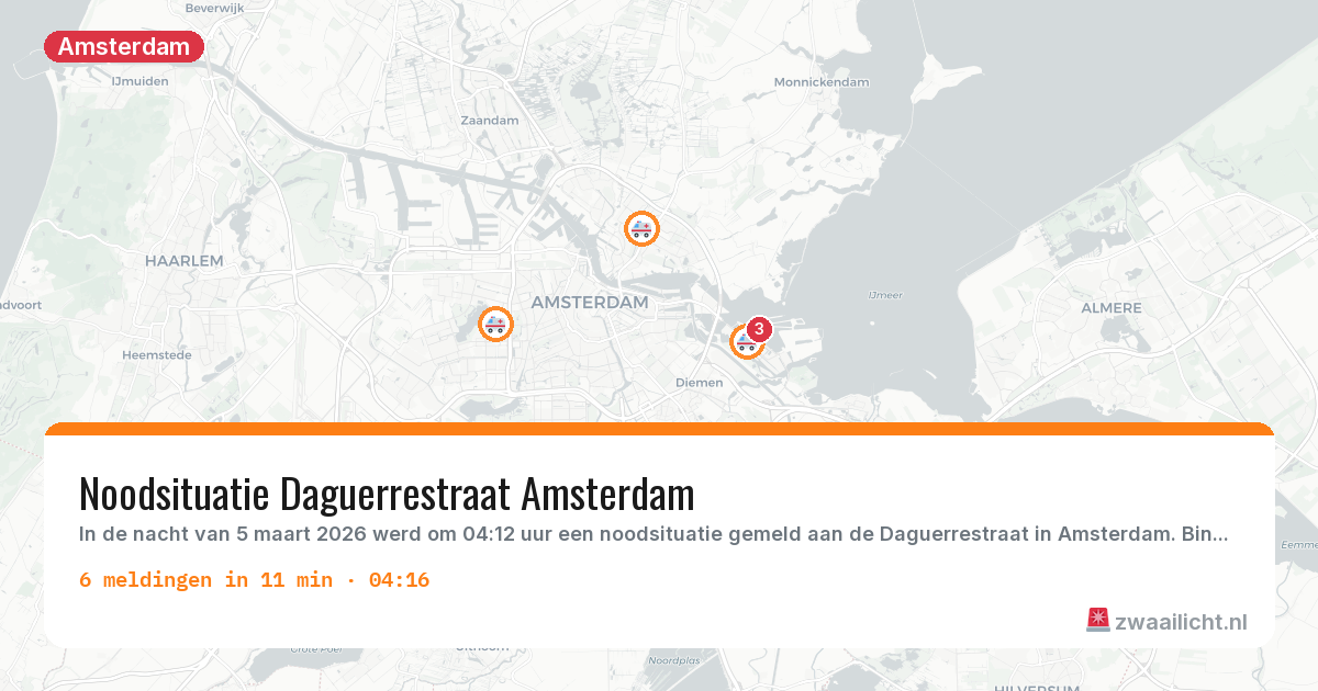 Kaart van de activiteitspiek bij Amsterdam