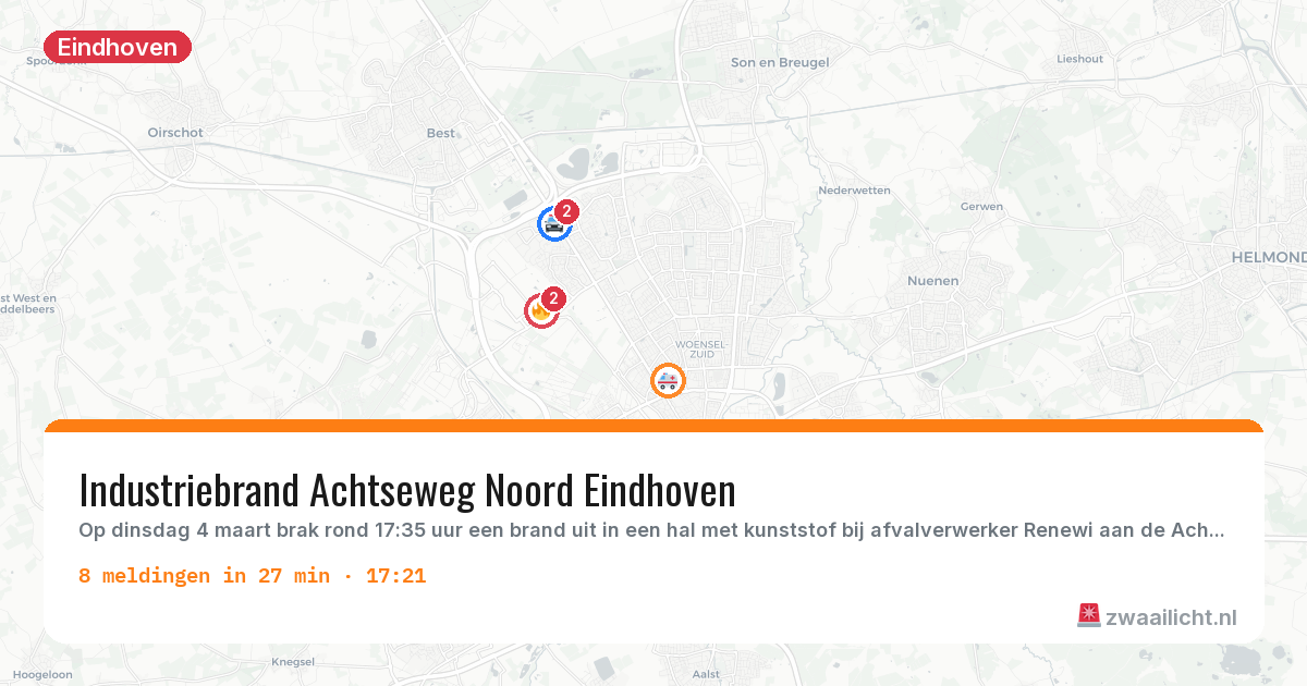 Kaart van de activiteitspiek bij Eindhoven