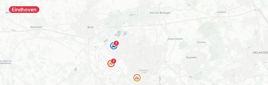 Kaart van Industriebrand Achtseweg Noord Eindhoven