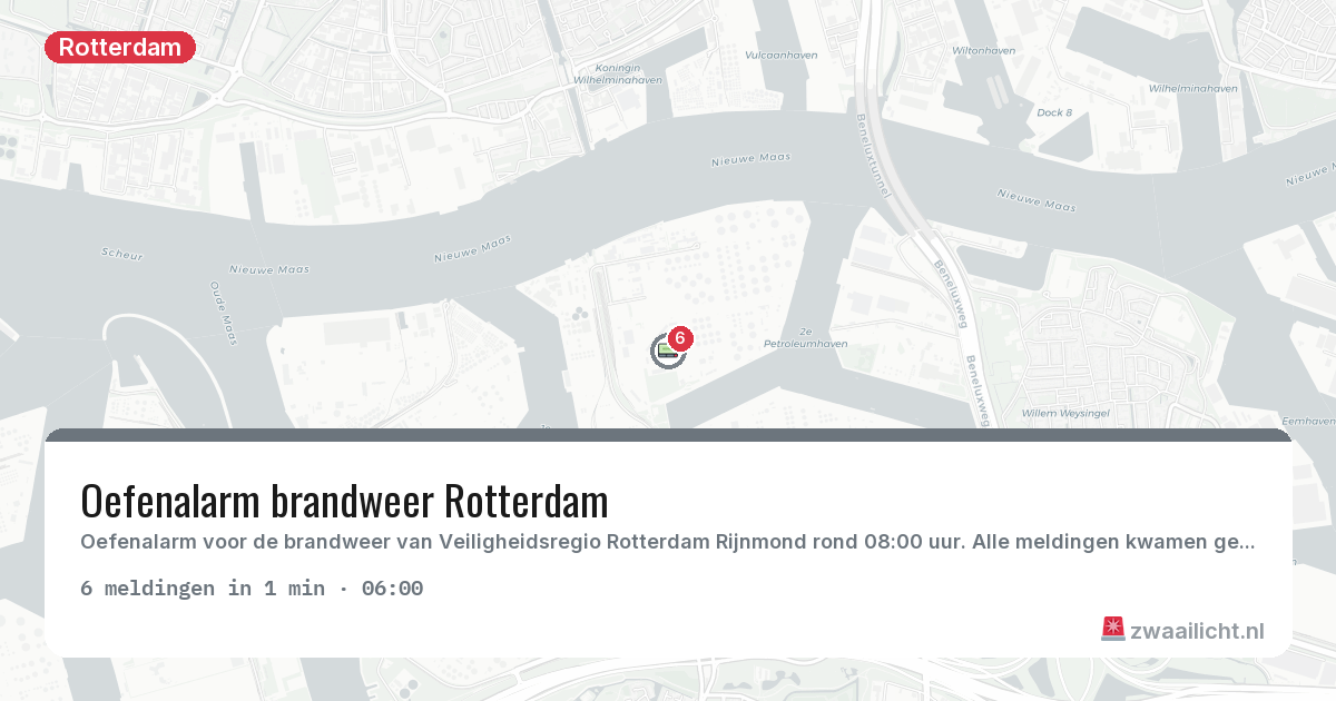 Kaart van de activiteitspiek bij Rotterdam