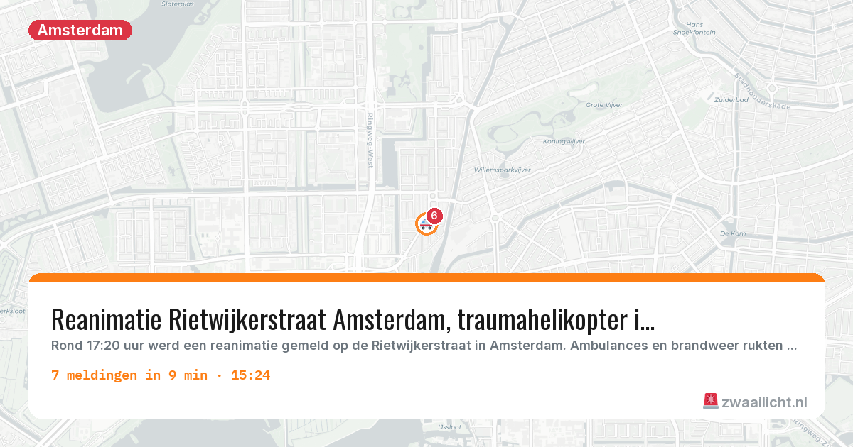 Kaart van de activiteitspiek bij Amsterdam