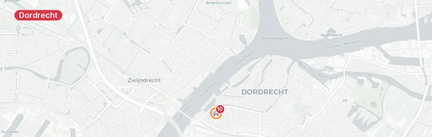 Kaart van Reanimatie Sluisweg Dordrecht, traumahelikopter ingezet