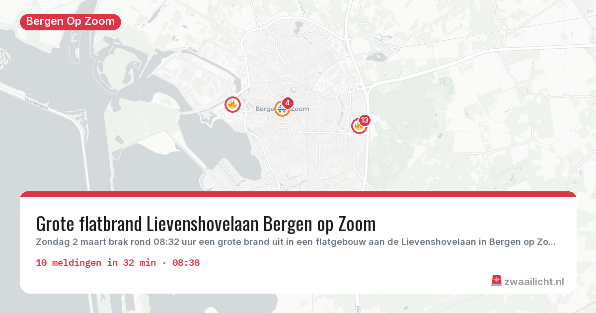 Kaart van de activiteitspiek bij Bergen Op Zoom
