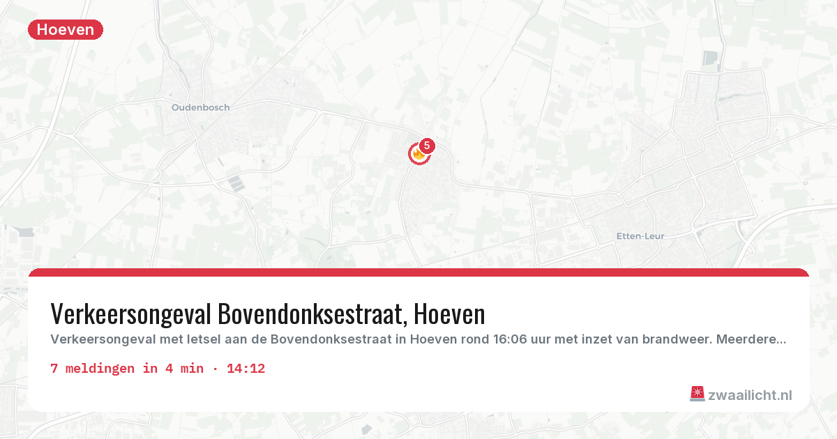 Kaart van de activiteitspiek bij Hoeven