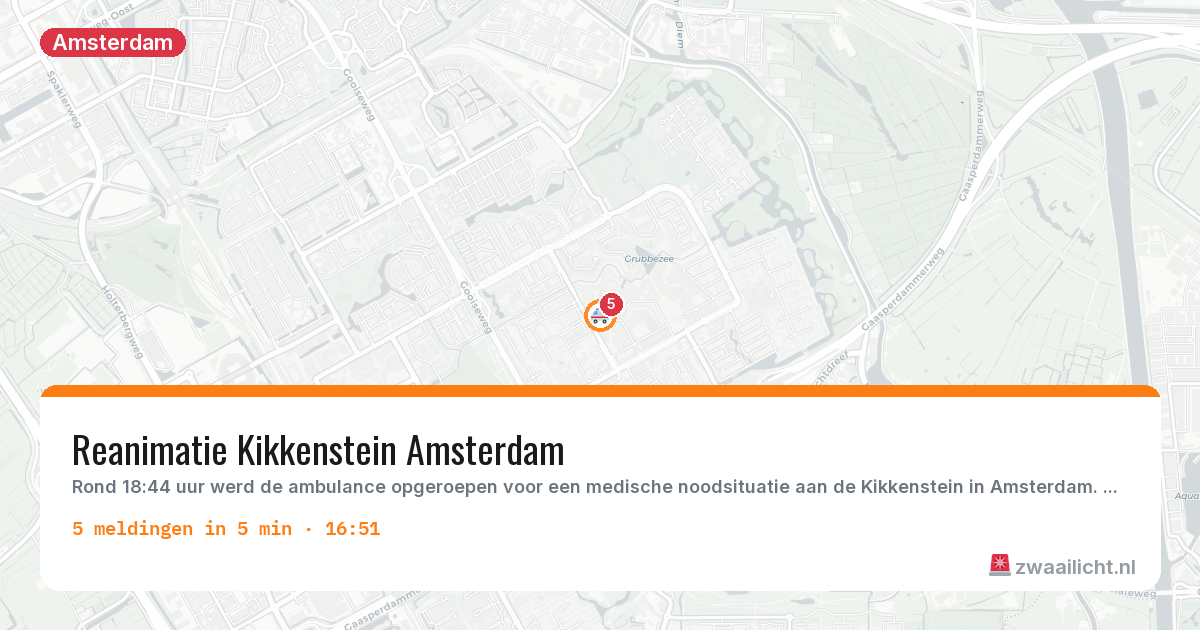 Kaart van de activiteitspiek bij Amsterdam