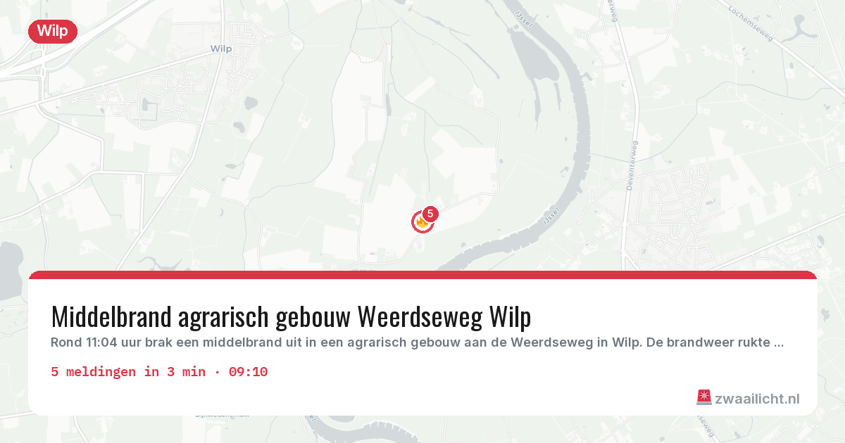 Kaart van de activiteitspiek bij Wilp