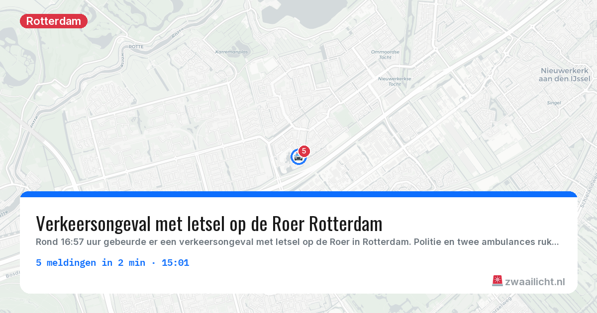 Kaart van de activiteitspiek bij Rotterdam