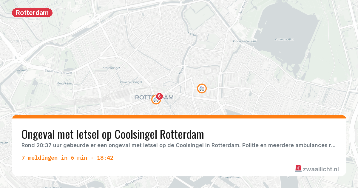 Kaart van de activiteitspiek bij Rotterdam