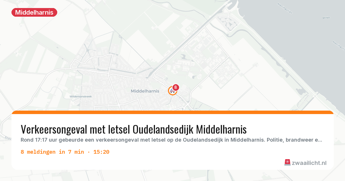 Kaart van de activiteitspiek bij Middelharnis