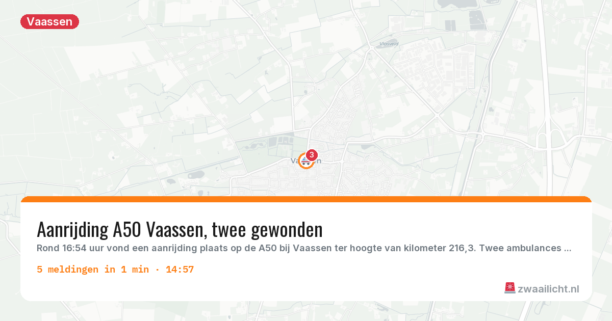Kaart van de activiteitspiek bij Vaassen