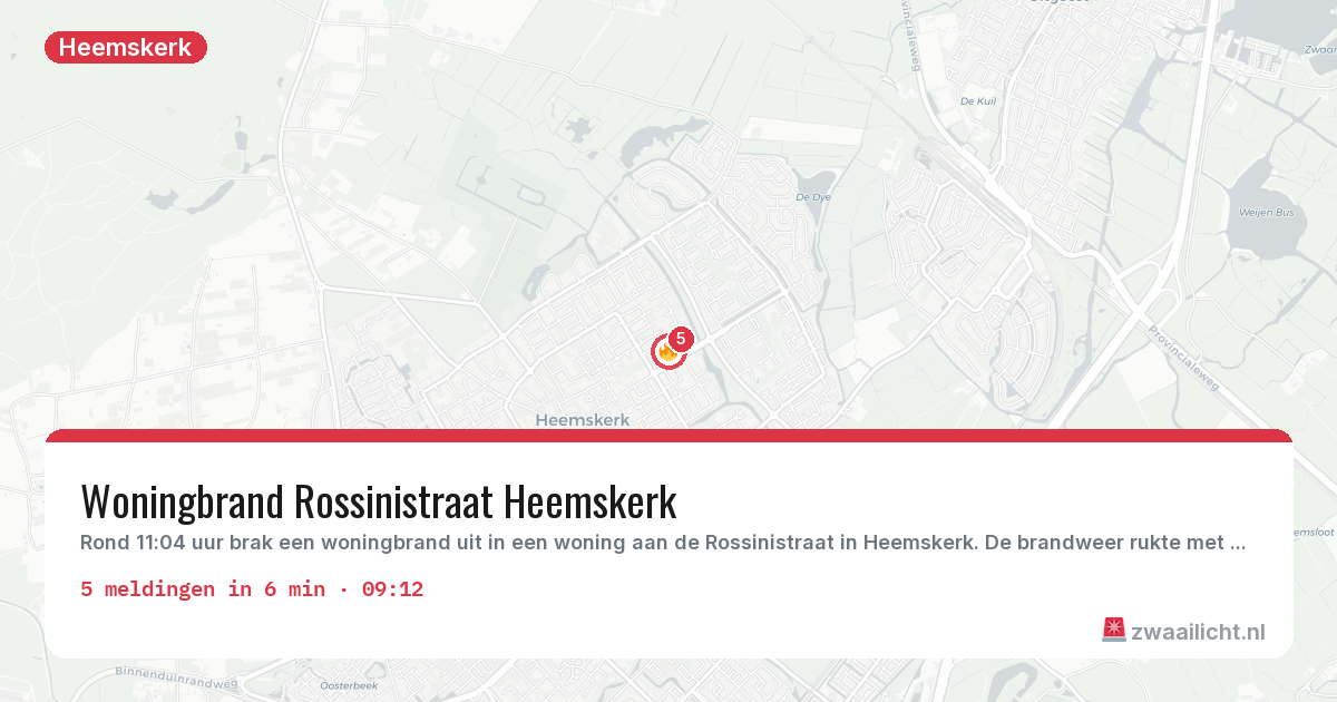 Kaart van de activiteitspiek bij Heemskerk