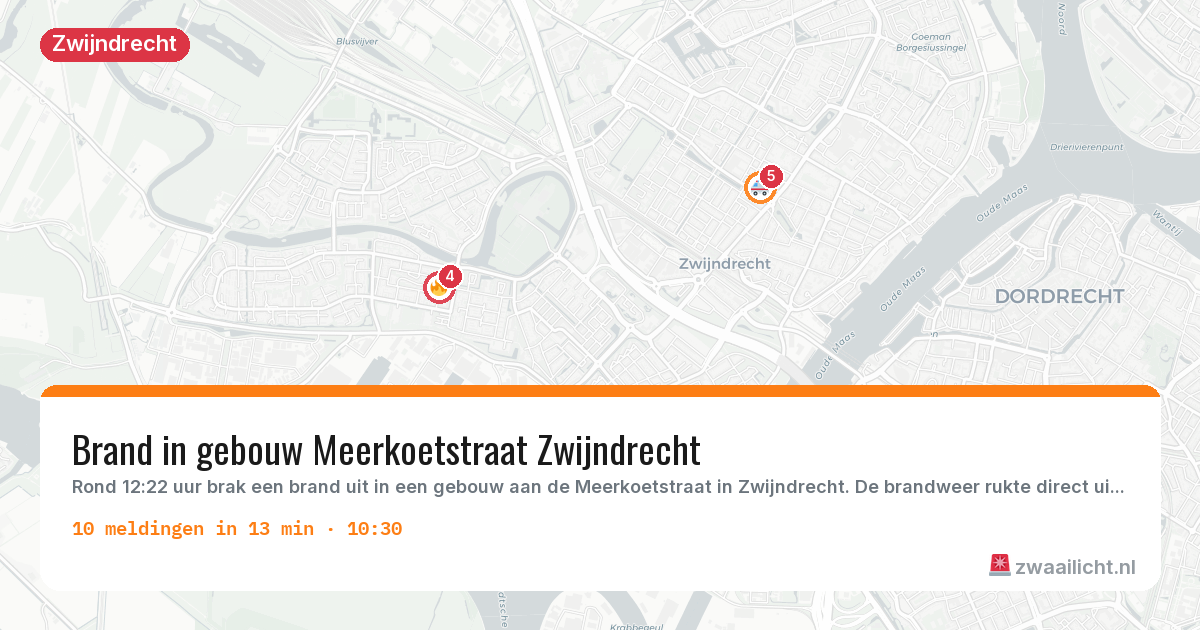 Kaart van de activiteitspiek bij Zwijndrecht