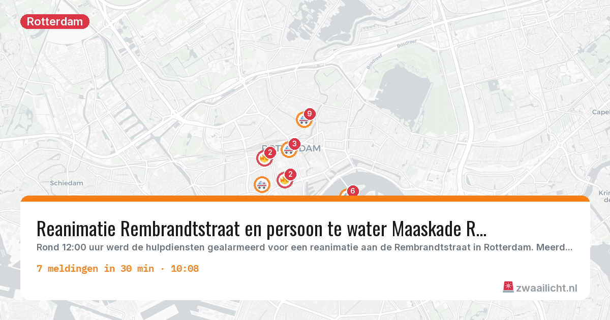 Kaart van de activiteitspiek bij Rotterdam