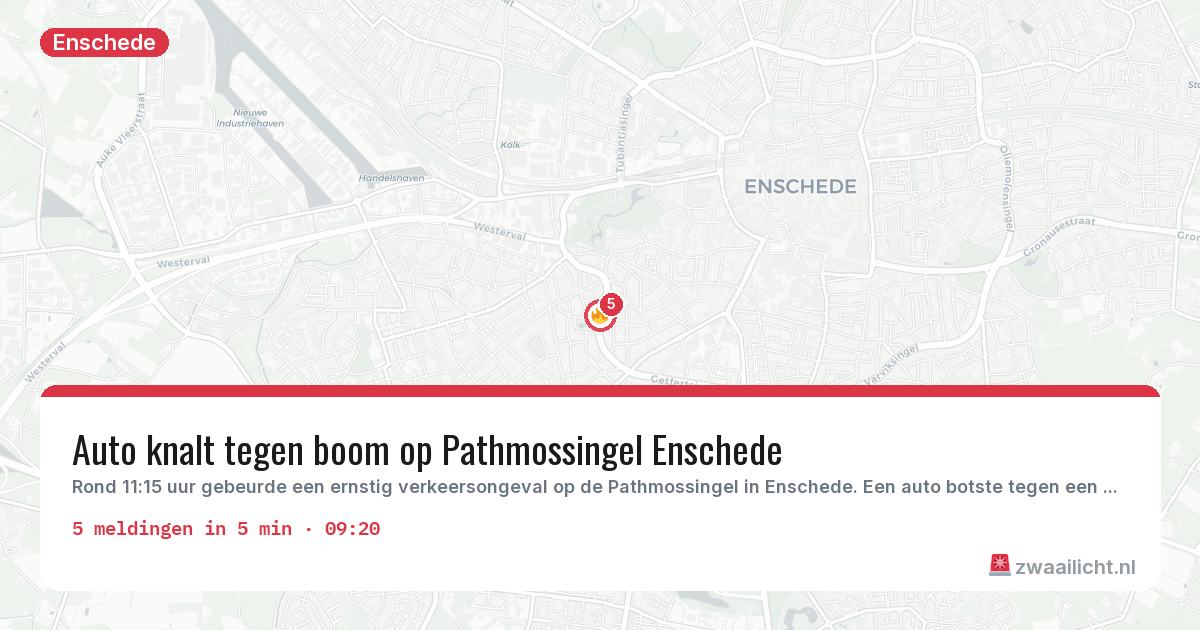 Kaart van de activiteitspiek bij Enschede