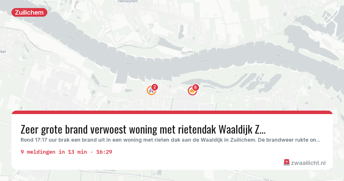 Kaart van de activiteitspiek bij Zuilichem