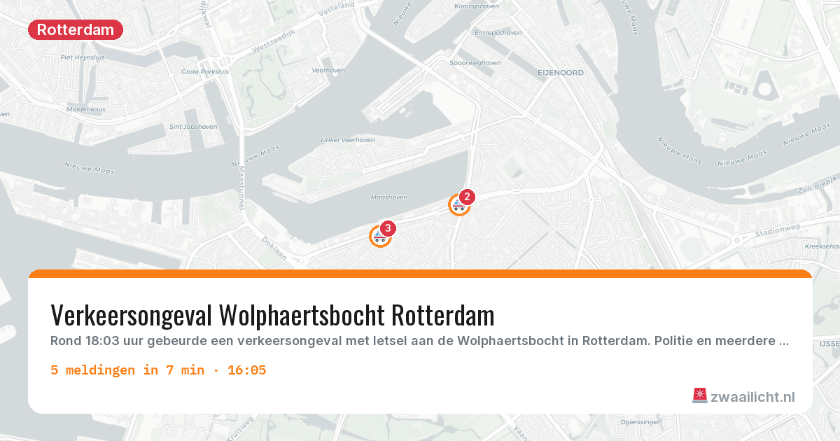 Kaart van de activiteitspiek bij Rotterdam