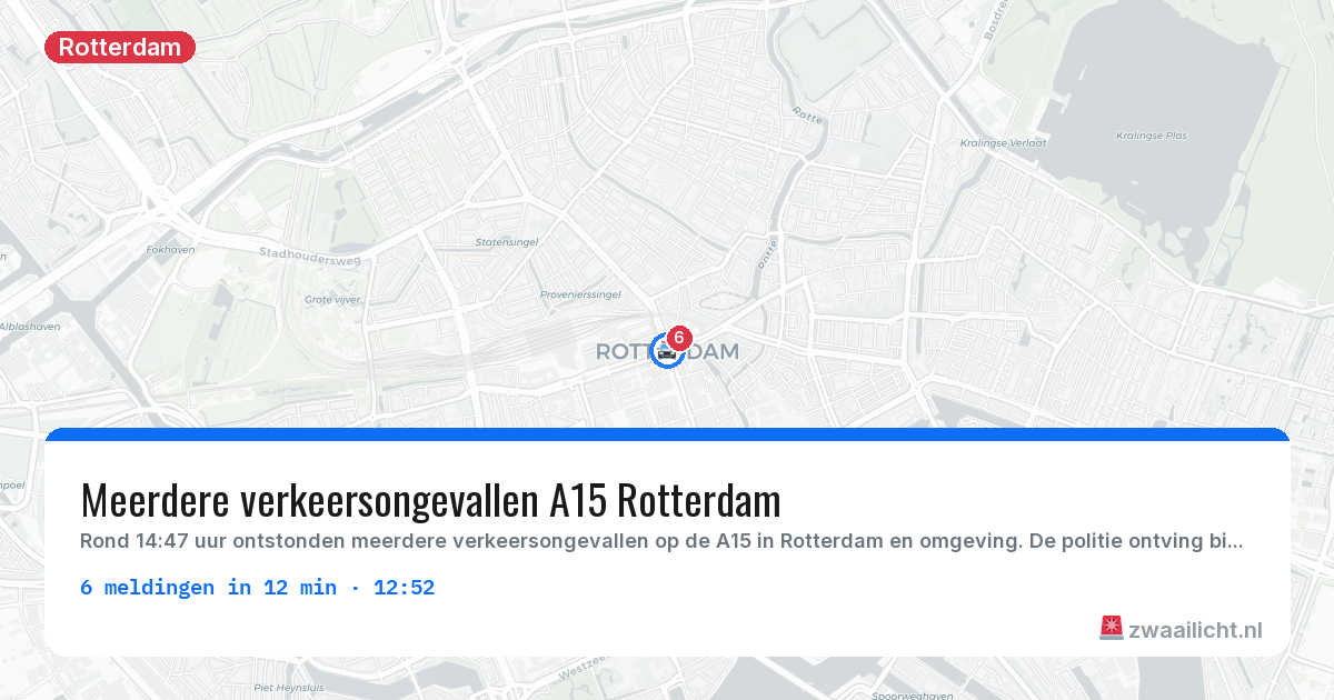 Kaart van de activiteitspiek bij Rotterdam