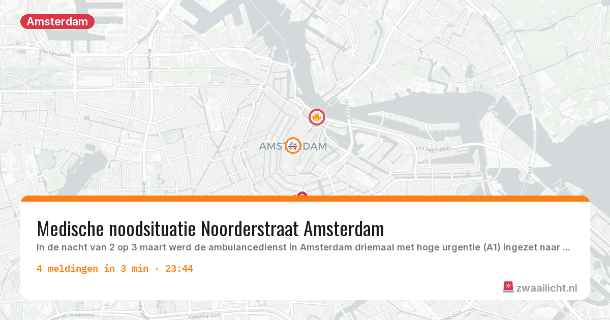Kaart van de activiteitspiek bij Amsterdam