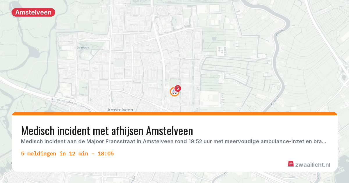 Kaart van de activiteitspiek bij Amstelveen