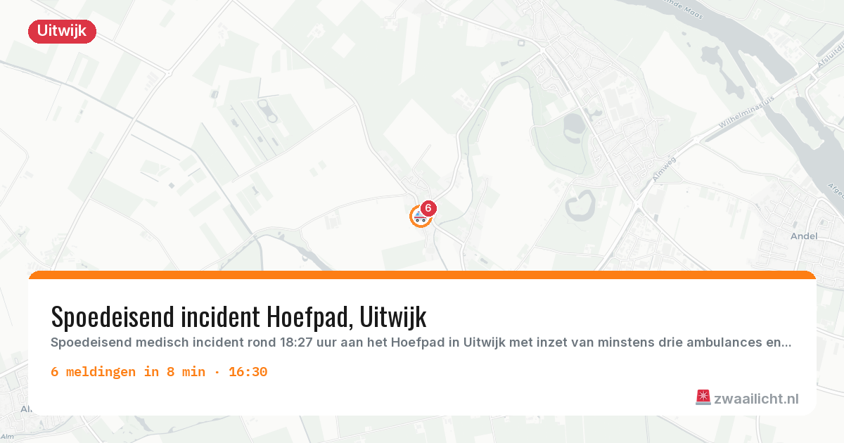 Kaart van de activiteitspiek bij Uitwijk