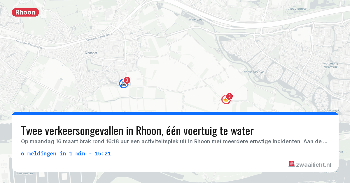 Kaart van de activiteitspiek bij Rhoon