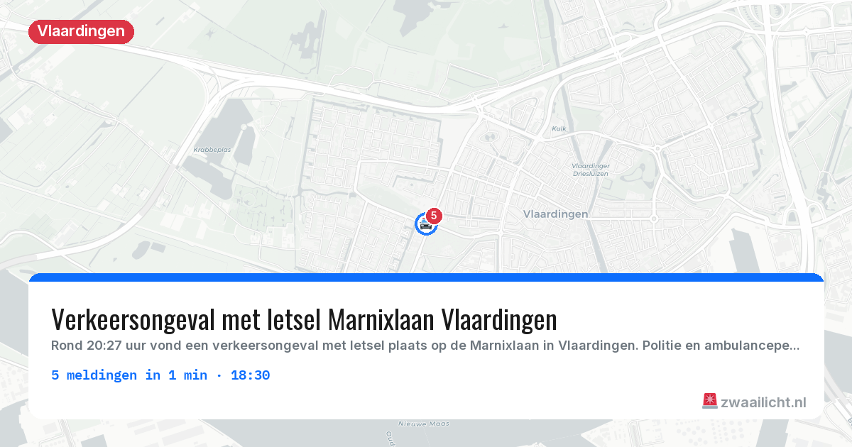 Kaart van de activiteitspiek bij Vlaardingen