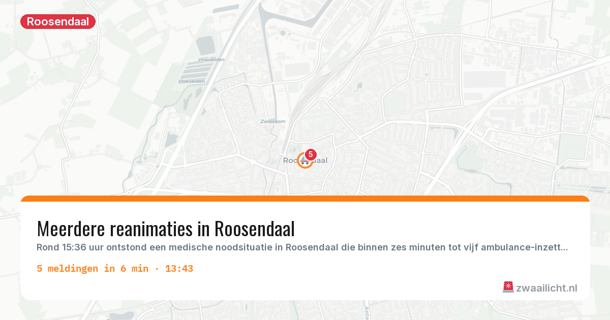 Kaart van de activiteitspiek bij Roosendaal