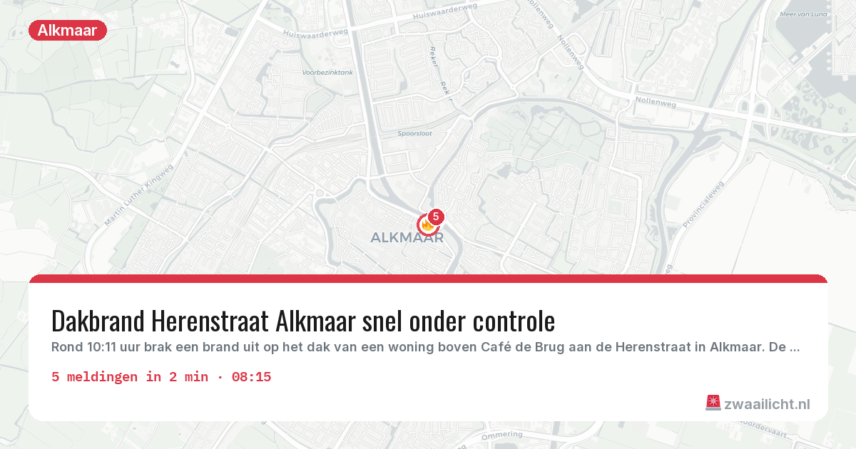 Kaart van de activiteitspiek bij Alkmaar