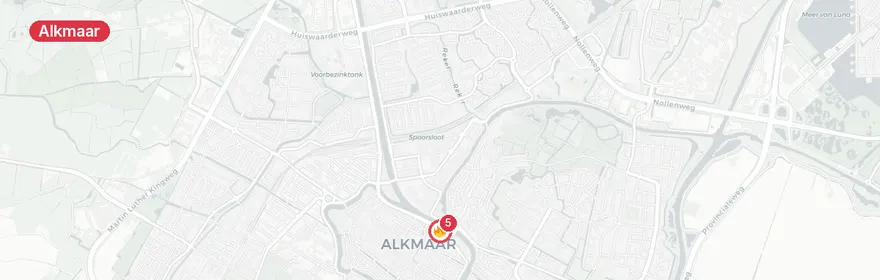 Kaart van Dakbrand Herenstraat Alkmaar snel onder controle