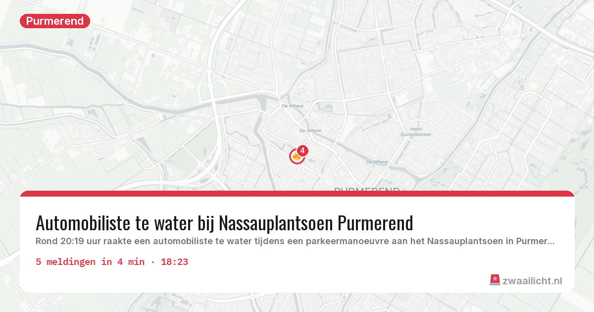Kaart van de activiteitspiek bij Purmerend