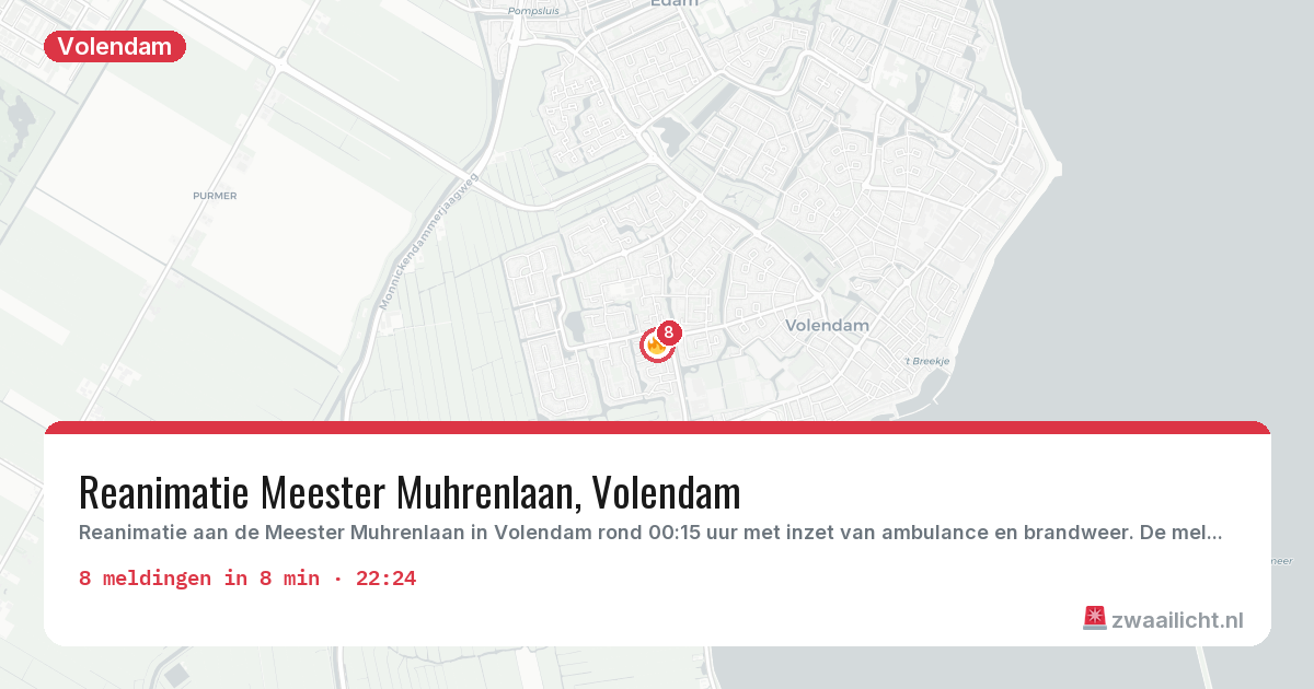 Kaart van de activiteitspiek bij Volendam