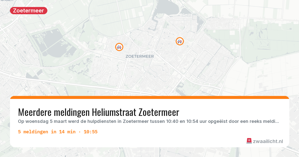 Kaart van de activiteitspiek bij Zoetermeer