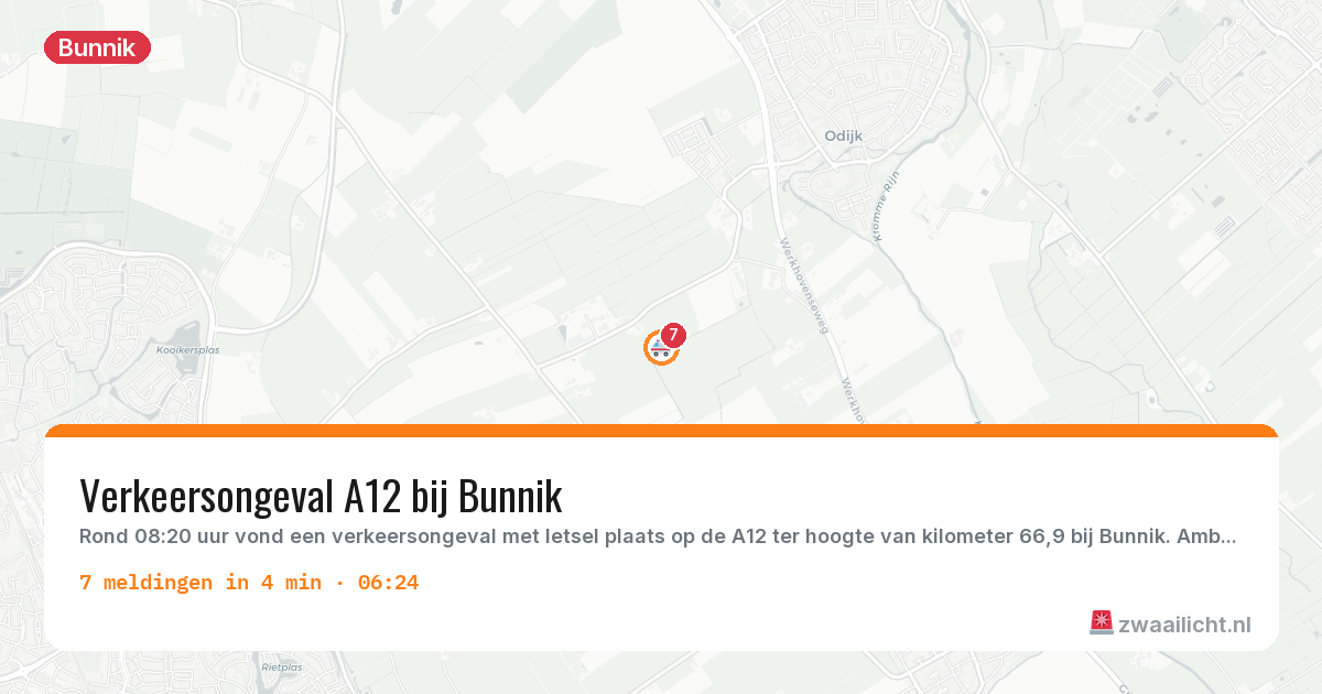 Kaart van de activiteitspiek bij Bunnik