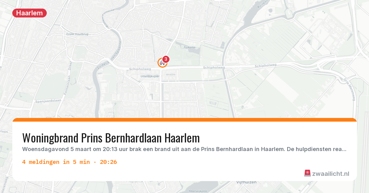 Kaart van de activiteitspiek bij Haarlem