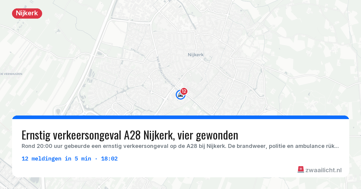 Kaart van de activiteitspiek bij Nijkerk