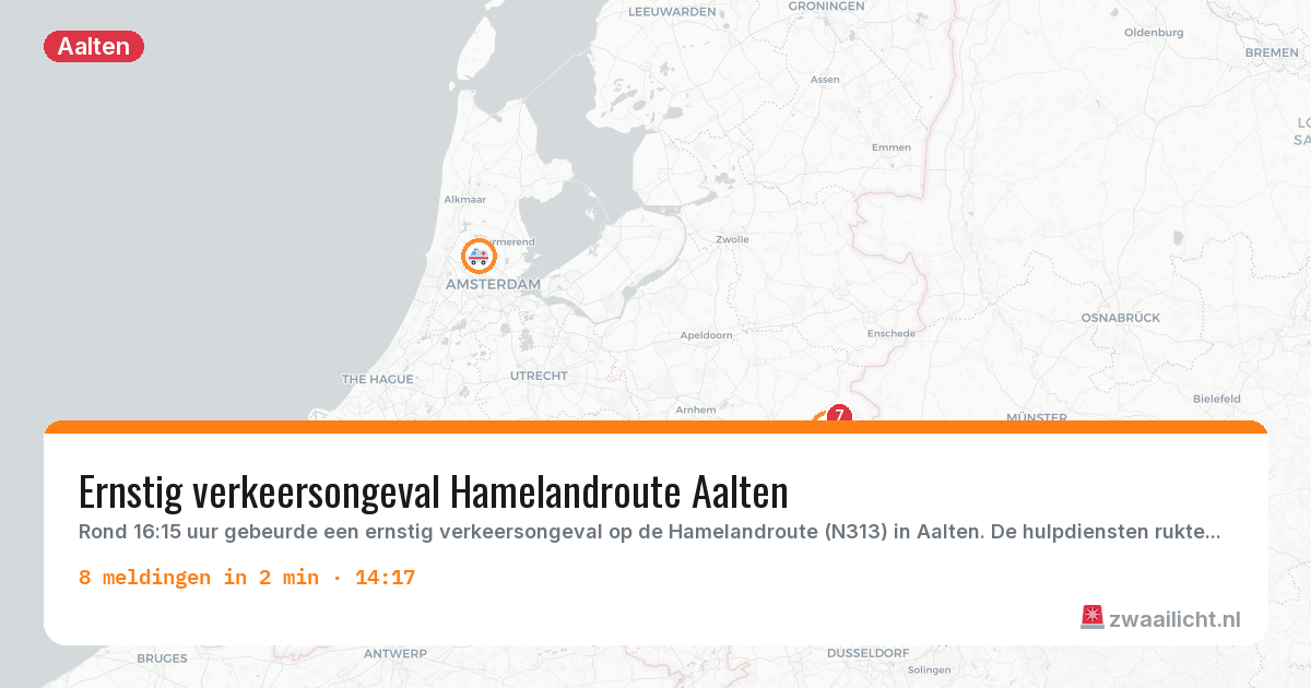 Kaart van de activiteitspiek bij Aalten