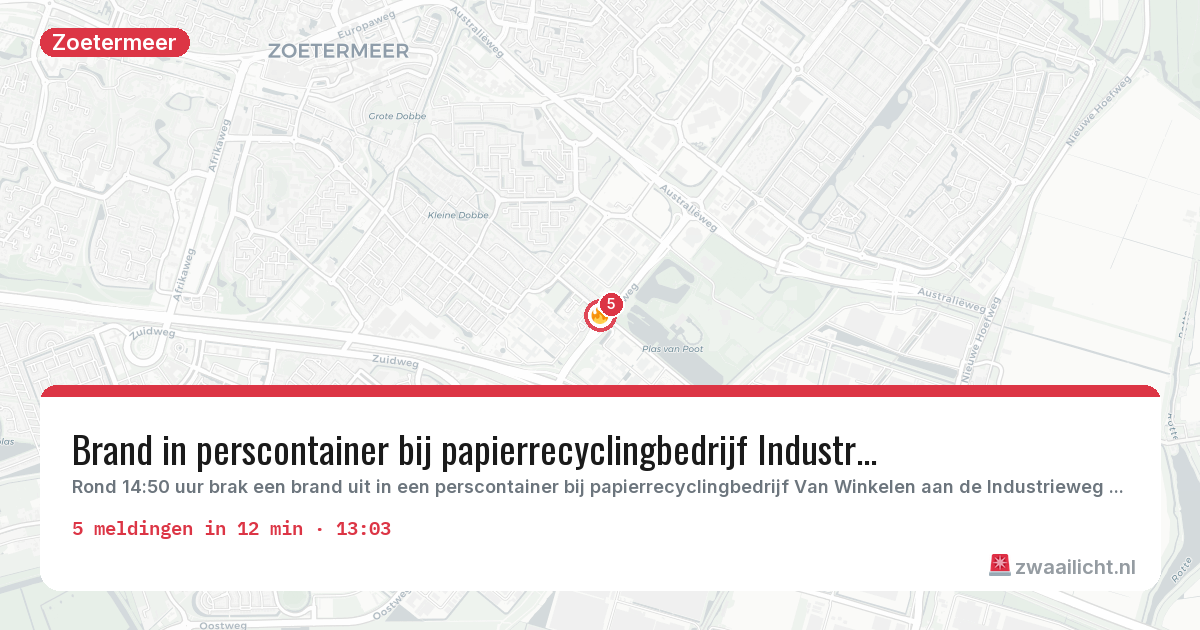 Kaart van de activiteitspiek bij Zoetermeer