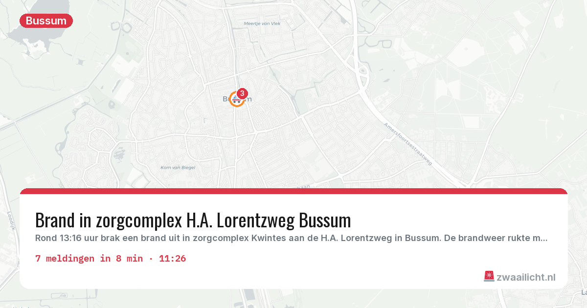 Kaart van de activiteitspiek bij Bussum
