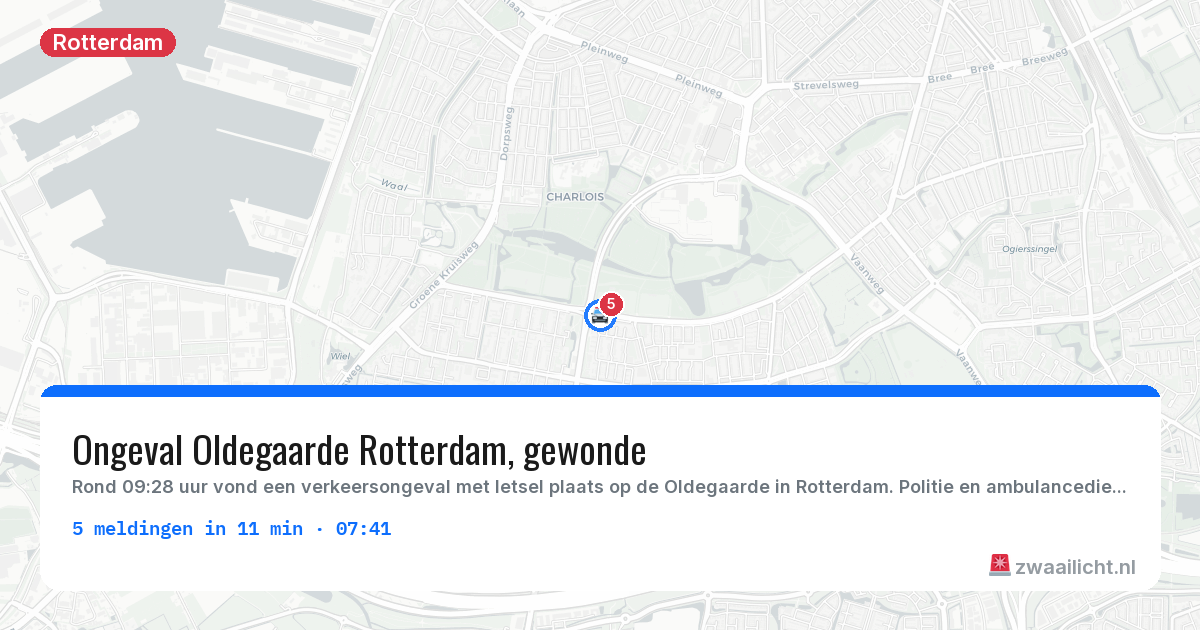 Kaart van de activiteitspiek bij Rotterdam