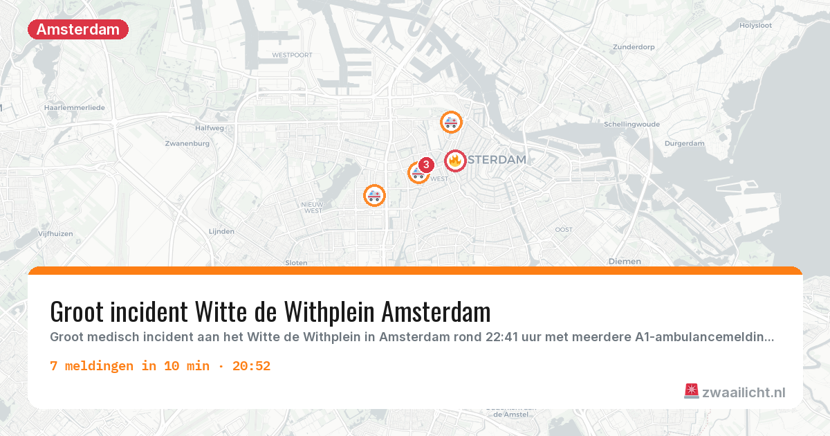 Kaart van de activiteitspiek bij Amsterdam