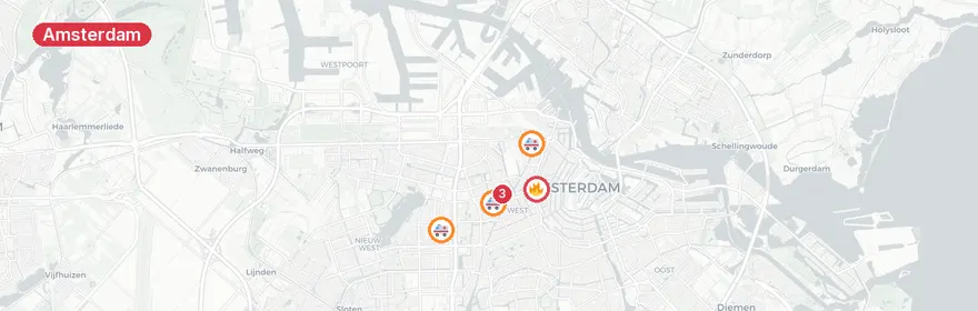Kaart van Groot incident Witte de Withplein Amsterdam