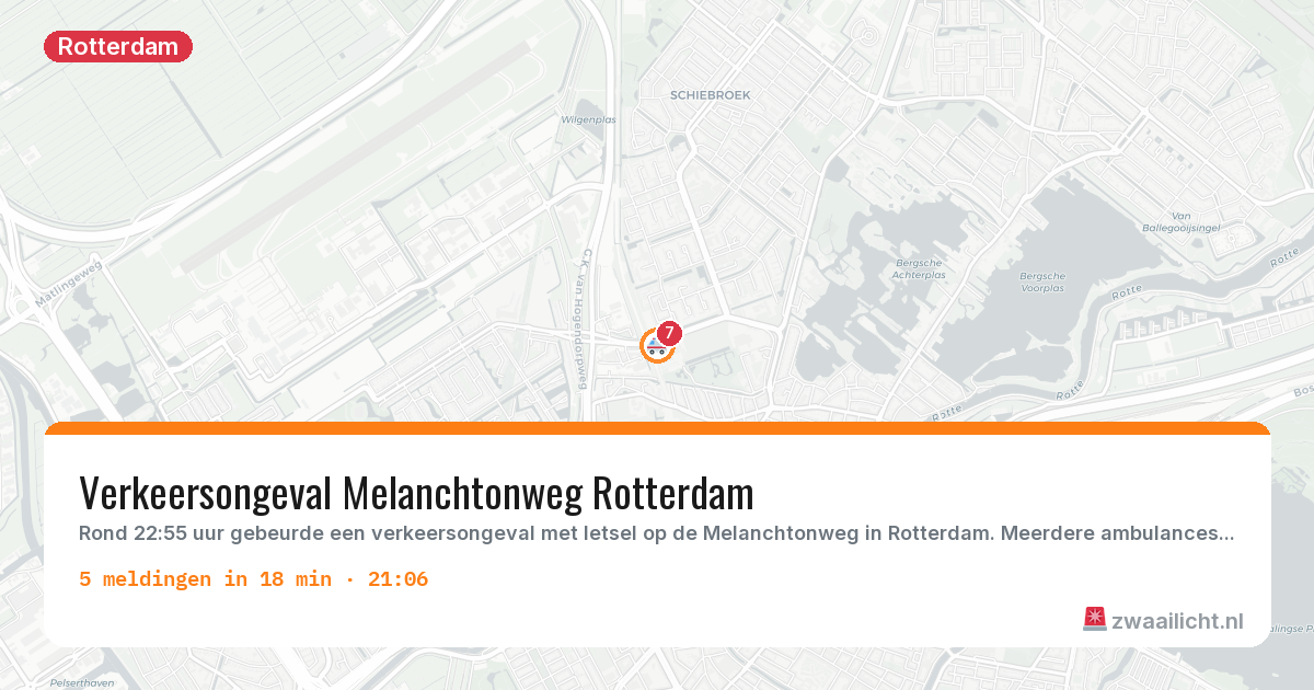 Kaart van de activiteitspiek bij Rotterdam