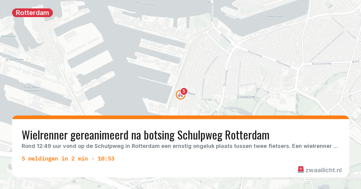 Kaart van de activiteitspiek bij Rotterdam